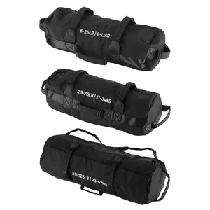 Garvee Adjustable Fitness Sandbag Set – Unfilled Heavy Duty, 5-125 lbs Multi-Weight (S+M+L Bags) – Strength Training, Yoga & Full Body Workouts – Black