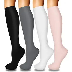 4 Pairs Compression Socks  Women Circulation-Best Support  Nurses,Running,Athletic,Travel