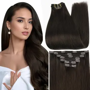 Full Shine Clip In Hair Extensions Real Human Hair 7 Pcs Natural Straight 10-28 Inch 100-150 Grams Easy Application for Women Hairpiece Silky Straight Remy Hair