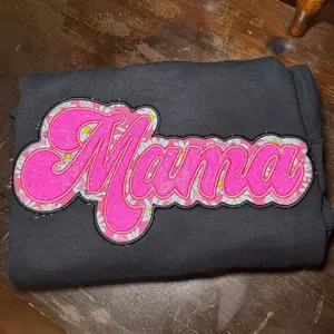 Mama double Applique Comfort Comfy Womenswear Crewneck Embroidered Everyday Hoodie Love Statement Style
