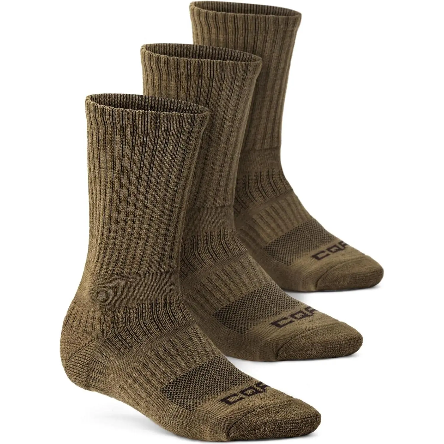 CQR 3-Pack Adults' Wool Blend Mid-Calf Crew Socks, Moisture Wick Breathable Outdoor Tactical Cushion Boot Socks for All Seasons