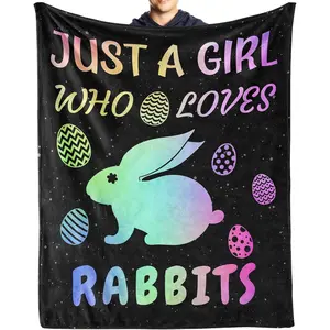 Easter Bunny Blanket Gifts, 40"x50" Rabbits Flannel Fleece Throw Blanket Soft, Lightweight, Comfortable, Warm Bunny Themed Blanket for Adults Kids