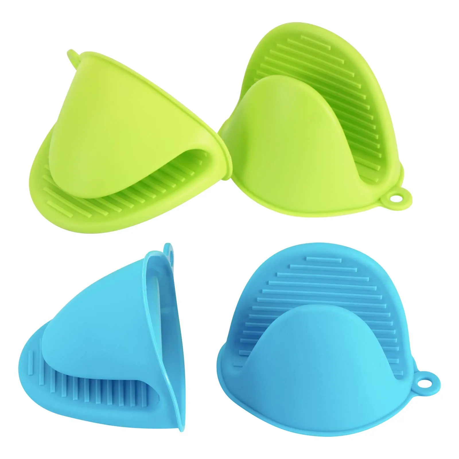 Set of 4 Heat Resistant Silicone Oven Mitts, Cute Kitchen Cooking Gloves, Mini Rubber Oven Gloves, Durable Pot Holders