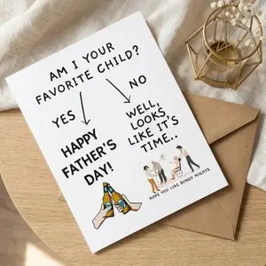 Funny Card for Dad – Father’s Day Favorite Child Joke, Sibling Rivalry Humor, Cute Sarcastic Gift