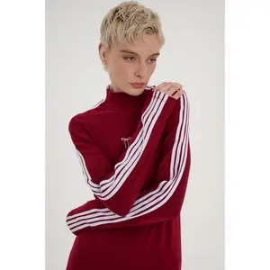High-Neck Stripe Sleeve Top