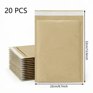 20 Pack Kraft Bubble Mailer ，22*28+4 cm/12.6*8.7 inch ,Strong Adhesion Padded Envelopes ,Shipping Padded Envelopes, Self Seal Bubble Envelopes, Waterproof Cushioned Bubble Mailers Packaging, Padding Mailers, Protection Mailers