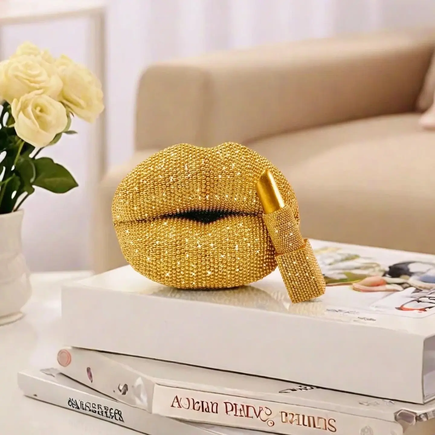 Lip & Lipstick Decorative Piece, Home Decor Statue Figurines, Decoration Figure, Perfect Home Living Room Ornaments Bedroom Decoration, Ideal Gift for Valentine's Day Birthday Anniversary, Home Decor Products