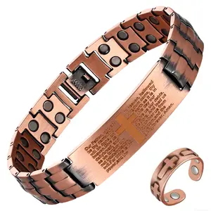 MagEnergy High Quality Pure Red Copper Double Row Magnet Bracelet 3500 Gauss Retro Personality Bracelet Trendy Stack Bangle Faith Wear Jewelry Trendy Jewellery Accessories Trendy Fashionable Accessories