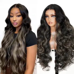 [30"=$67.99] Teslal Hair Balayage Highlight Lace Front Wig Pre-Cut 6X6 TPart Lace Wig Body Wave 220% Density Glueless Ready to Wear Blend Human Hair Wig for Black Women Premium Fiber Beginner Friendly #SummerVibes