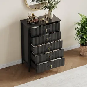 Gaomon Fluted Dresser - 43 in Tall Multi-Use Storage Organizer Cabinet for Bedroom, Living Room, Fluted Panels, Large Drawers