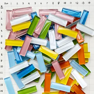 32 Mosaic Strips Handmade DIY Materials Creative Crystalline Glass Rectangular Colored Translucent