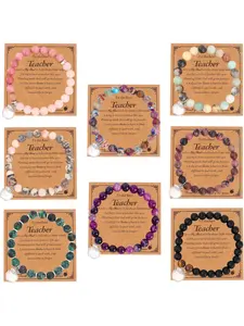 8Pcs Teacher Appreciation Gifts for Women men, Natural Stone Teacher Bracelets