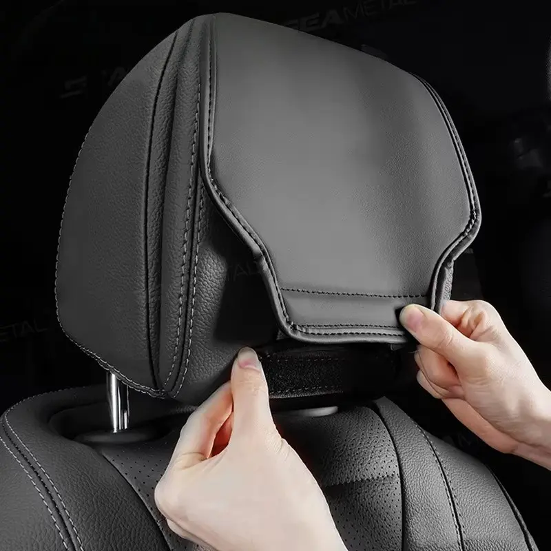 Universal Leather Car Seat Headrest Cover, Dirt-Resistant Creative Car Pillow Case, Protective Cushion Protector for Vehicles, Car Accessories, Auto Accessories, Automotive