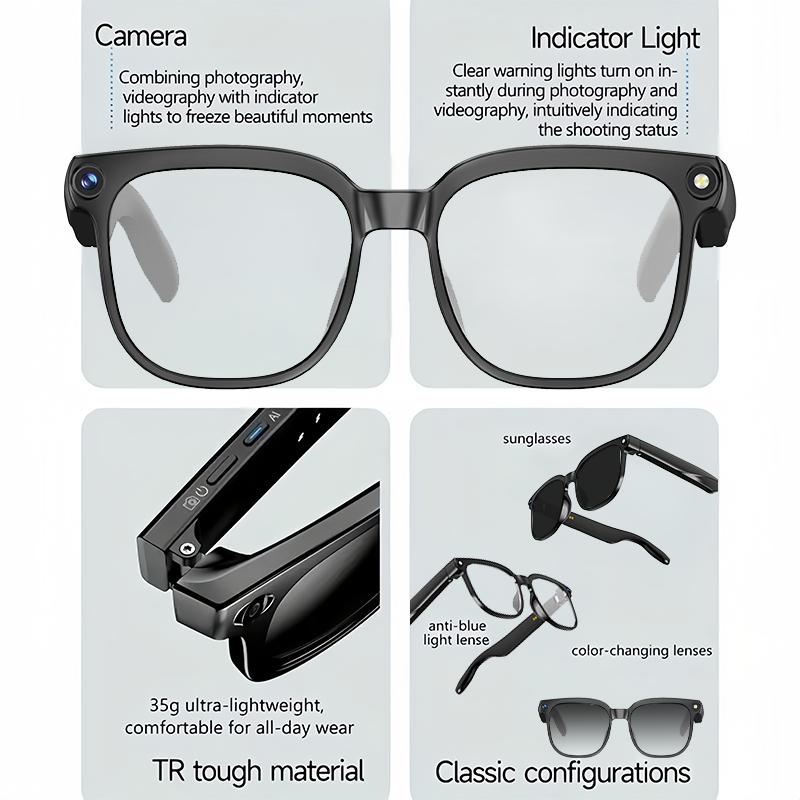 Smart AI Camera Glasses with 8MP Photochromic Lenses ,Button Touch Adjustment for Travel Outdoor Adventures Hands-Free Photography 160+Languages Real-Time Translation Bluetooth Wireless Wearable Video Recording UV Protection ,Black Friday & Cyber Monday Smart AI Camera Glasses with 8MP Photochromic Lenses ,Button Touch Adjustment for Travel Outdoor Adventures Hands-Free Photography 160+Languages Real-Time Translation Bluetooth Wireless Wearable Video Recording UV Protection ,Black Friday & Cyber Monday