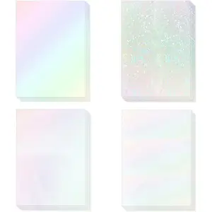 20 Sheets Holographic Sticker Paper A4 Size Vinyl Lamination Stickers Film  Self Adhesive Transparent Overlay Laminate Sticker Paper Clear Holographic Laminate Sheet for Photo (4 Styles)