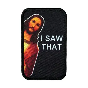 Funny Jesus Morale Patch "I SAW THAT", Hook & Loop Fastener Patch, Decorative Design Patch