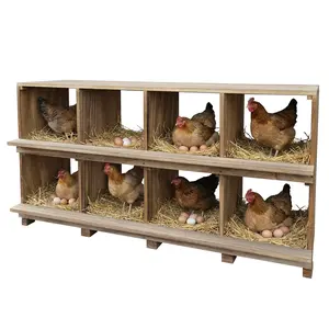 Chicken Nesting Boxes, 8-Compartment Wall-Mount Wooden Nest Box for Chicken Coop, Backyard Poultry & Farm Use