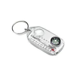 Outdoor equipment Thermometer Compass magnifying glass Keychain Compass  mini compass Compass Portable Picnic Tool