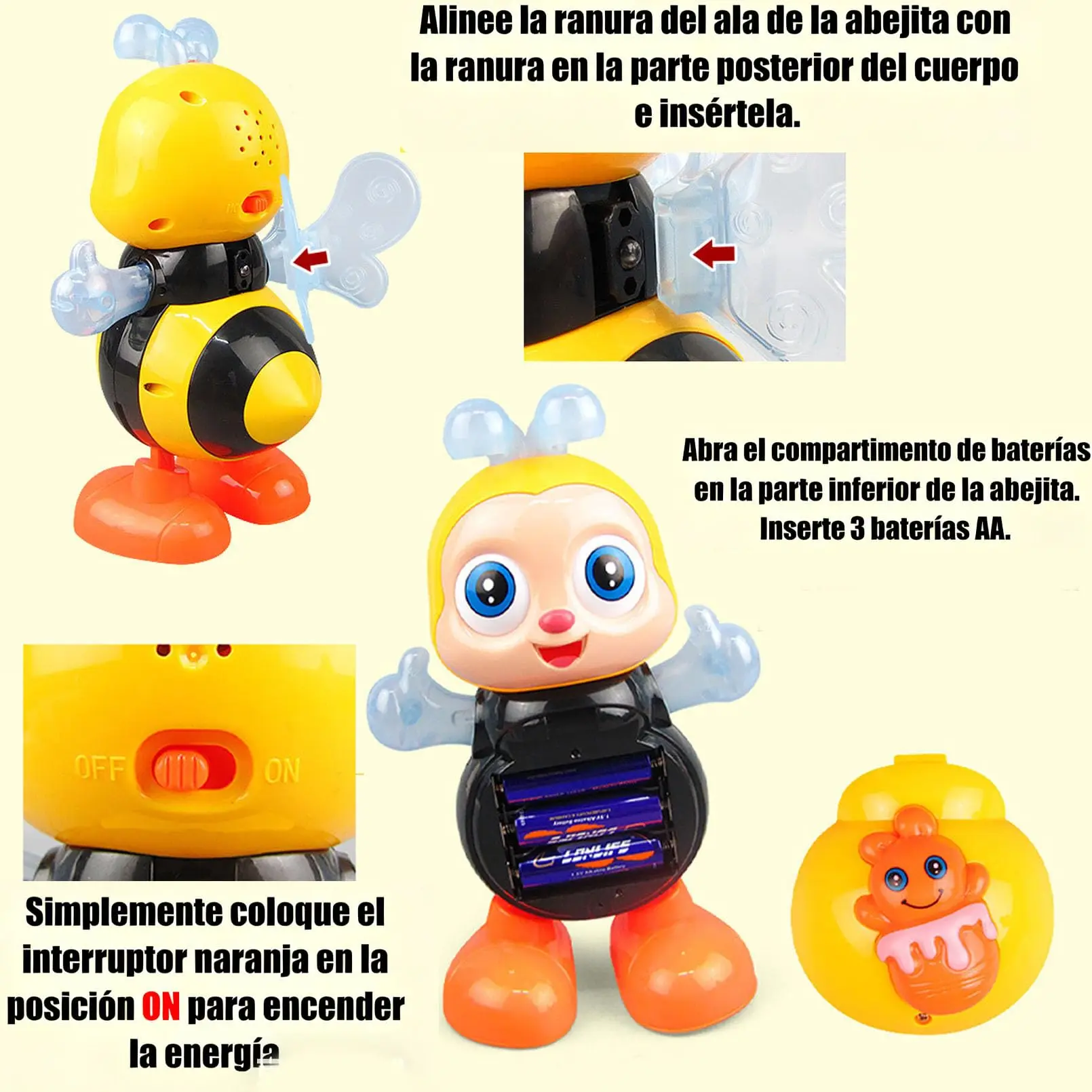 Musical Dancing Bee Toy with LED Lights Interactive Sensory