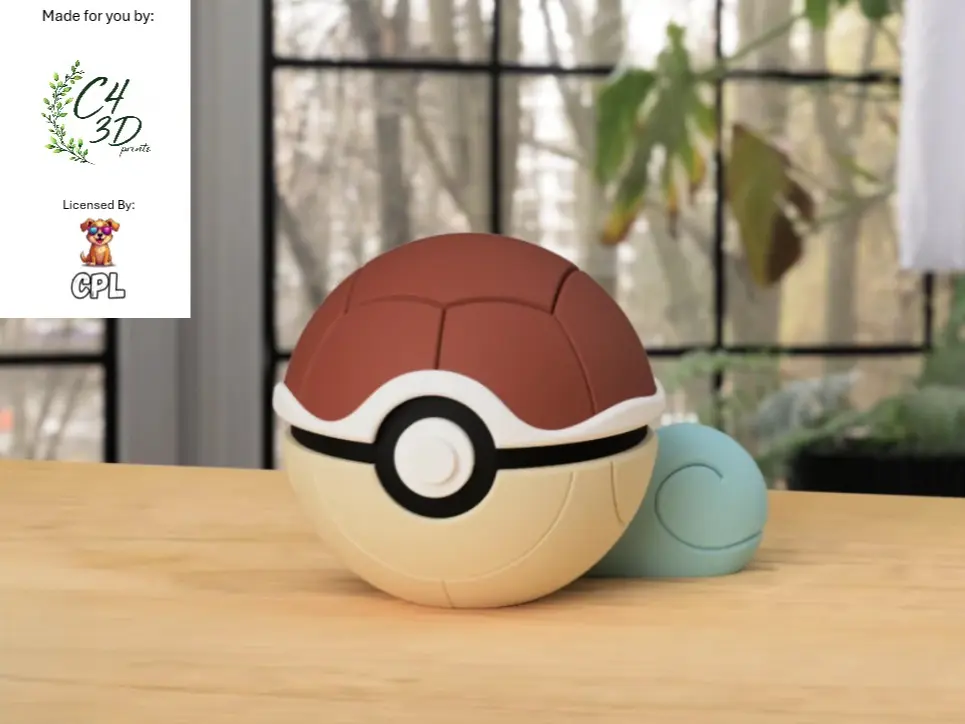 Squirtle Ball - 1st Print - High-Quality PLA, 3D Printed Pokeball Figure