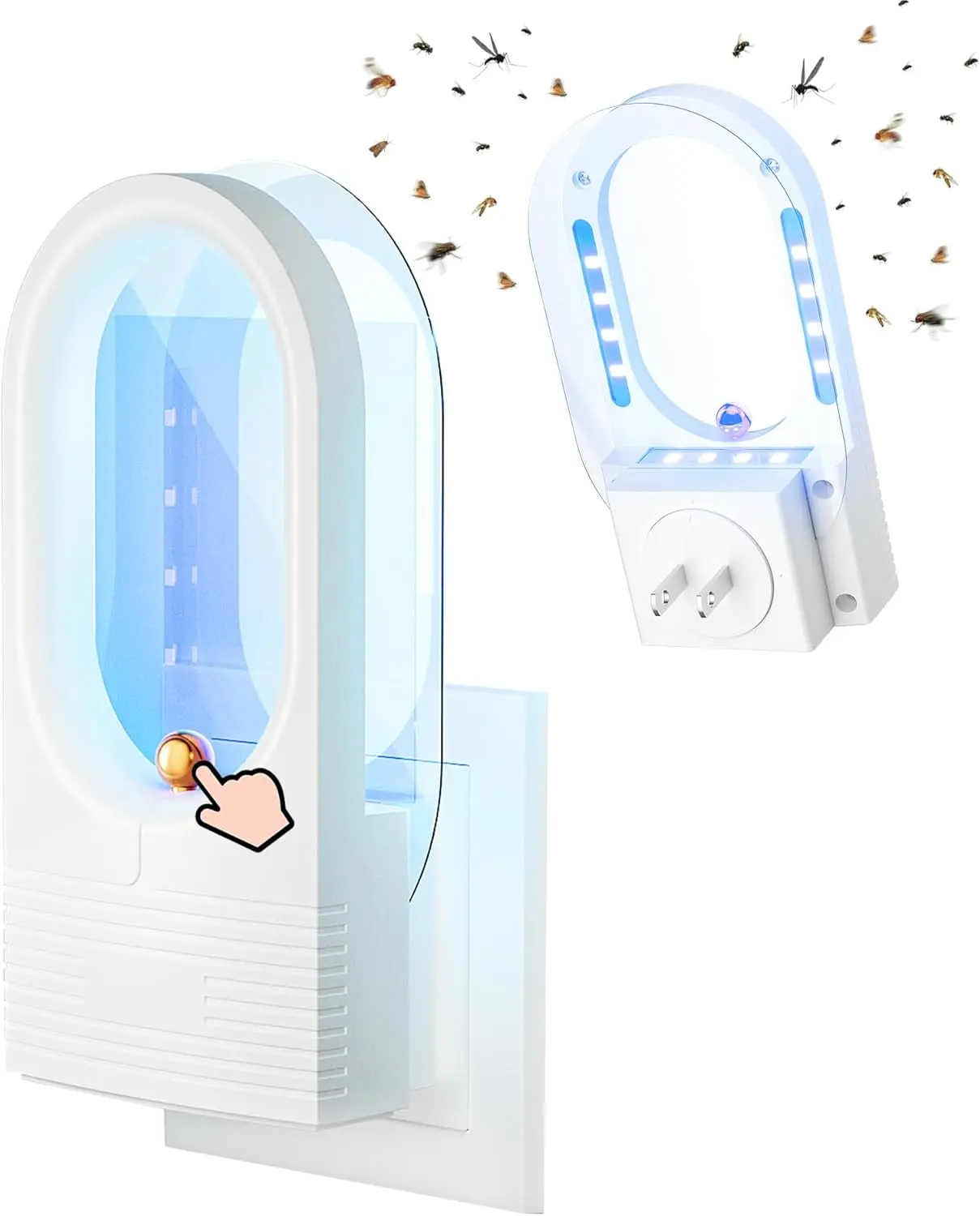 Flying Insect Trap, 2-in-1 Indoor Plug in Fruit Fly Trap with 5 Glue Cards for Gnat, Moth, Mosquito,  Effective and Suitable for Every Part of Home (MK13-1)