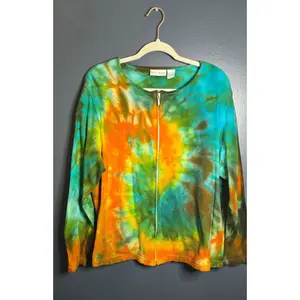 🌈 Hand-Dyed Zip-Up Top – Croft & Barrow Woman 1X