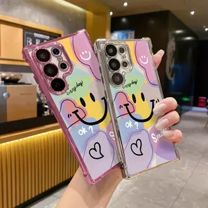 Phone Case - Colorful Heart-Shaped Smiley Face Phone Case, Suitable for a variety of iPhone and samsung  models, from Iphone 15,17 series to Iphone 11 series Drop-Proof, Transparent, Trendy