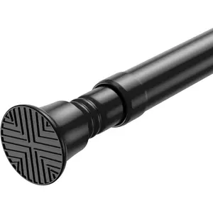 16-38inch Black Adjustable Small Tension Curtain Rod No Drilling Spring Rod for Windows Door Closet Kitchen