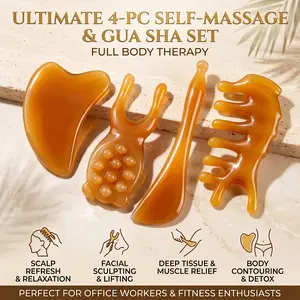 4pcs Massage Tool Set: Octopus Comb & Body Massager Muscle,, Self Massage, Deep Tissue Massage, Portable Design, Easy to Use, Sturdy Construction, Hygienic Material, Body Scrubber, Reflexology Tool, Fitness Enthusiasts, Office Workers