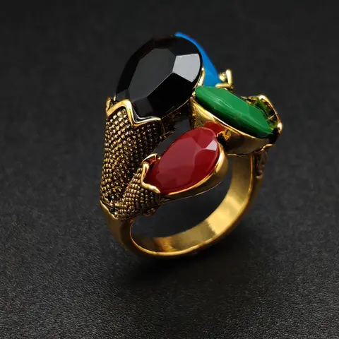 Bohemian Style Women's Ring, Colorful Artificial Gemstone, Fashion Jewelry Gift, Casual Floral Design, All Seasons Wear, Statement Ring, Multi Gemstone Ring, Everyday Ring, Beautiful Rings