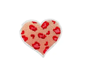 Pink & Red Leopard Heart Embroidered Patch