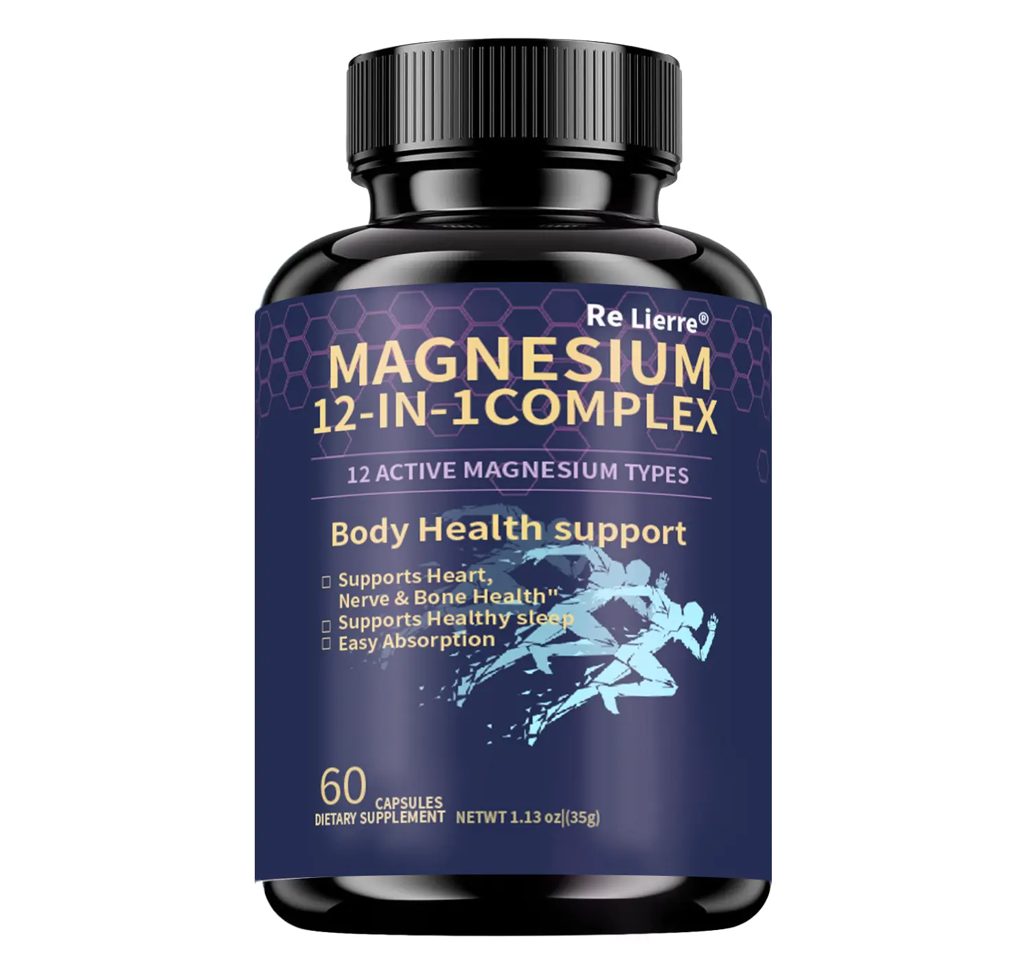 12 In 1 Magnesium Glycinate, 700MG Magnesium Complex WIth Citrate, Malate, Carbonate, Taurate, Oxide, Easily Absorbable Calm Magnesium Supplements Support Bone, Joint, Heart & Sleep Health, Relaxation, 60 Capsules