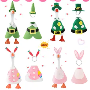 7 Inch Desk Goose Outfits for Valentine's Day Easter St Patrick's Day Costumes Accessories Spring Holiday Decor for Magnetic Desktop Goose Statues Office Home Table