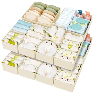 Clothes Drawer Organizer, Clothes Dresser Storage, Closet Organizers, 15pcs/set Foldable Fabric Wardrobe Storage Box, Fabric Storage Bins, Dressing Table Drawer Partition, Suitable for Clothing, Bras, Socks, Ties