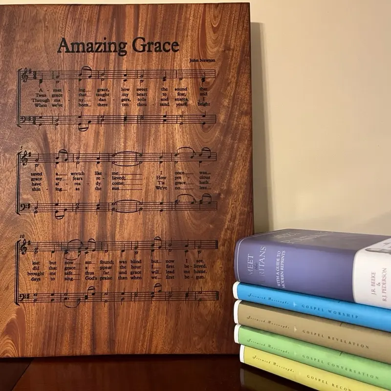 Amazing Grace Hymn Board - Engraved Musical Notes on Rich Brown Wood Panel for Home Décor
