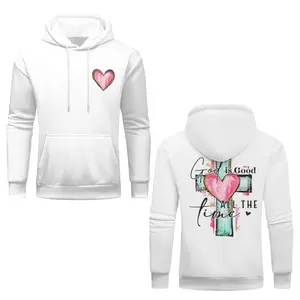 Christian Hoodie "God Is Good All The Time" Cross & Heart Graphic casual comfy streetwear