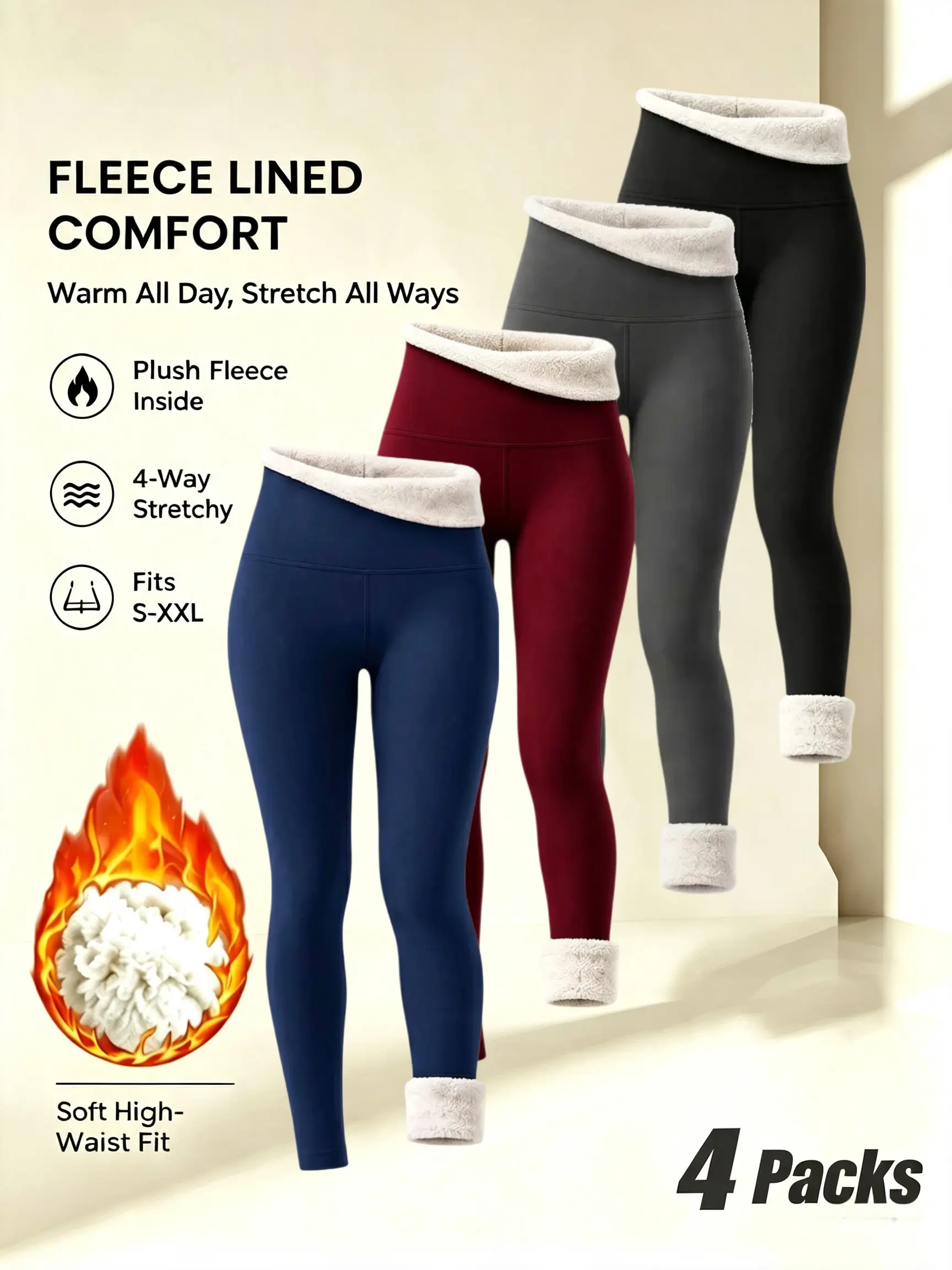 Fleece Lined High Waist Women Leggings Stretch Slim Solid Color Sports Fitness Pants Winter Autumn Athletic Workout Trousers S-XXL