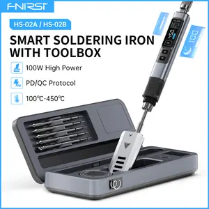 FNIRSI HS-02A 100W Smart Soldering Station with 3s Fast Heating Adjustable Constant Temperature 6 F245 Tips Portable Storage Case Built-in Stand for Electronics Repair & DIY Projects - Tool Kit