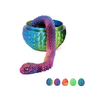 3D Snake With Egg | Articulated Snake Fidget Figure | Desk Toy, Stress Relief, Collectible Gift (Assorted) fun snake toy