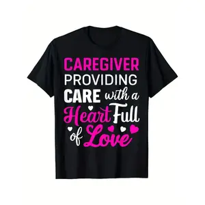 Caregiver Era Graphic Tee with Short Sleeves and Soft Cotton Fabric for Nursing and Street Style