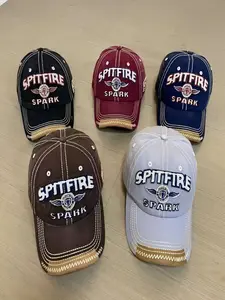 Vintage Spitfire Spark Embroidered Baseball Hat, Unisex Adjustable Patchwork Cap, Soft Breathable, All Seasons, 5 Colors Available