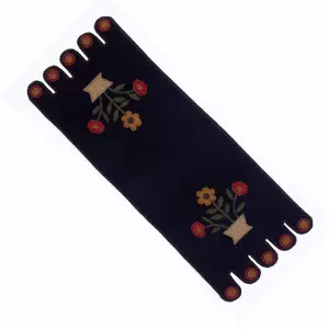 Blooms Table Runner - Black with Floral and Leaf Embroidery, Decorative Trim, Classic Design for Home Décor