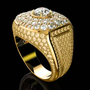 Solid 10k Yellow Gold Nugget Ring,sparkling gemstone accents