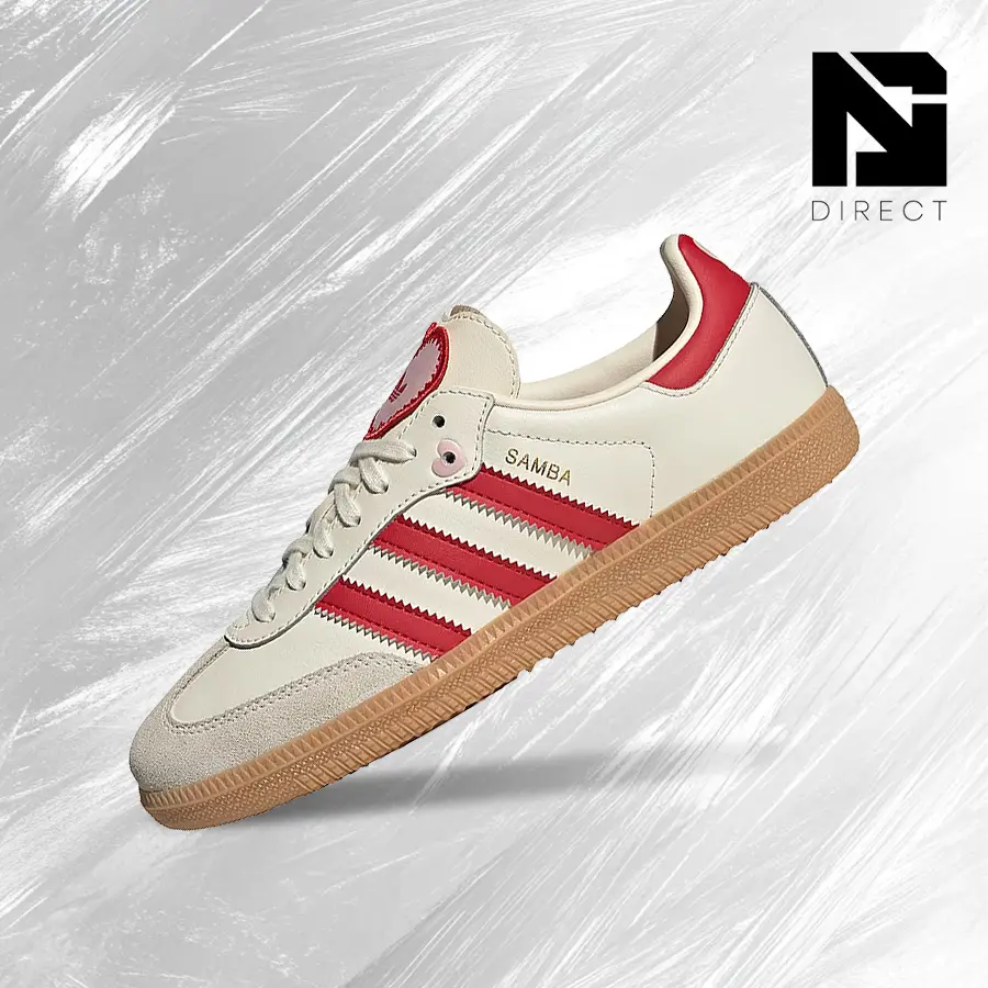 Adidas Samba OG Valentine's Day Cream White Scarlet (2026) (GS)– Lifestyle Sneakers – Shoes For Youth/Women - Vintage -Spring & Summer-Inspired Running Shoes, Shock-Absorbing Comfort, Gym To Streetwear Casual Wear-back to school–KI6679
