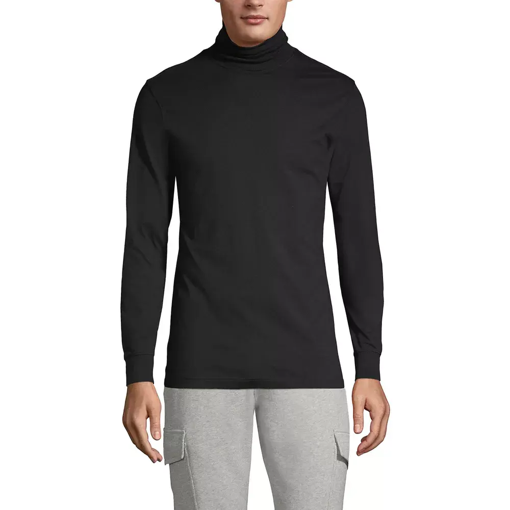 Lands' End Men's Tall Super-T Turtleneck - X Large Tall - Black, Tops, Pullover