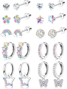 Hypoallergenic Earrings For Girls Women Stainless Steel Screw Back Earrings Set Stud Earring Jewelry For Sensitive Ears Kids Earrings Toddler Earrings Cute Girls Earrings Ear Studs