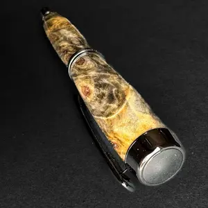Buckeye Burl Rollerball Pen with Dark Gunmetal Hardware Unique Handcrafted Writing Instrument for Collectors and Gift-Givers