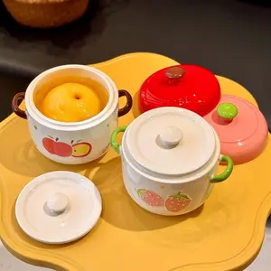Fashionable Ceramic Steamer Pot, Small Soup Bowl, Sweet Dishware, Essential Kitchen Tool, High-End Restaurant Item, Perfect Gift