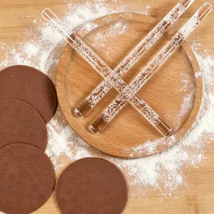 16x1cm Acrylic Pattern Rolling Pin, Transparent Plum Blossom Embossing Roller, Ideal for Fondant & DIY Craft Clay, Perfect for Creative Projects