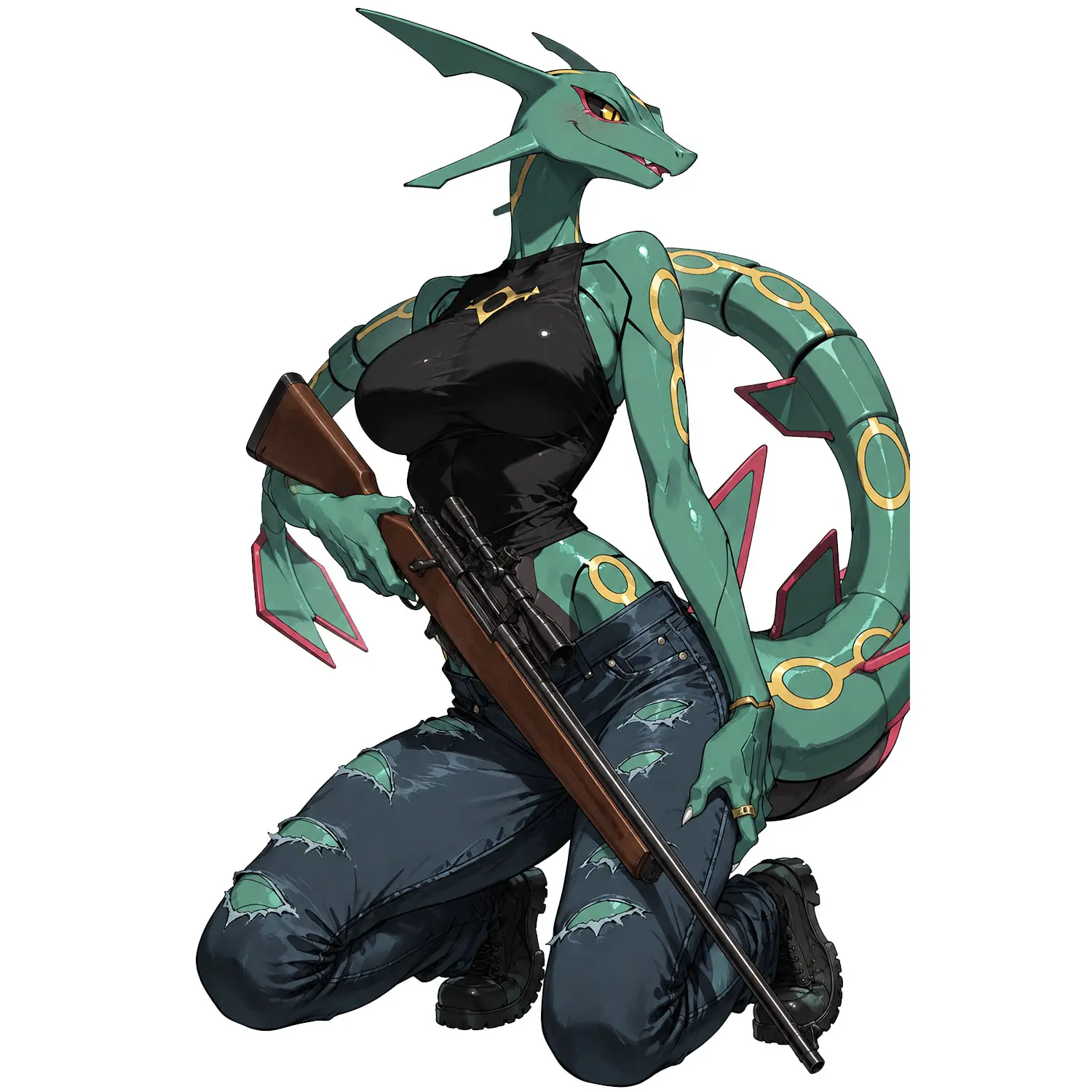 Dragon Huntress Vinyl Sticker, Green Anime Outdoor Tracker Art with Bold Adventure Style, Decor for Tumbler Laptop Cooler Truck Window Gear Case or Hunter Gift